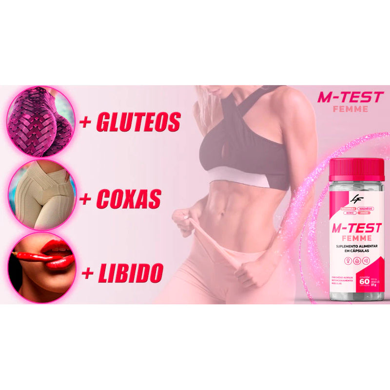 2 Potes M-TEST Feminino Pré Hormonal Massa Muscular 120 Cápsulas - FRETE GRÁTIS